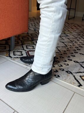 Justin Boots Black Crocadile Leather Western Boots